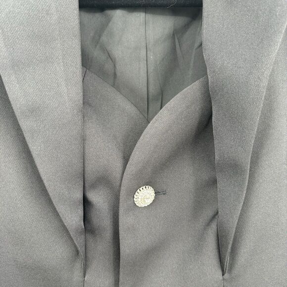 AEL Vintage Embellished Blazer Dress XS Black A-Line Notched Collar Cocktail - Picture 4 of 15
